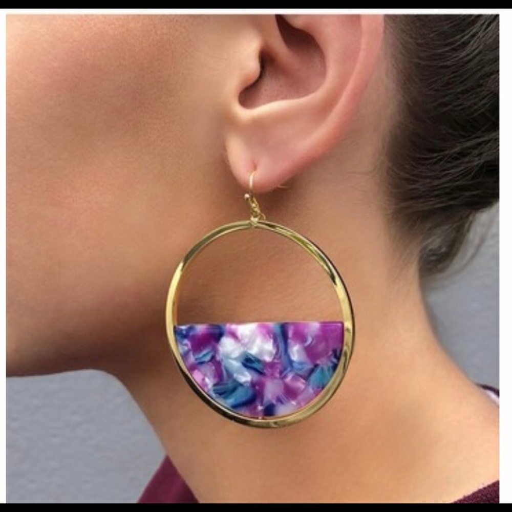 Sterling Forever-Luau Half Circle Dangle Earrings